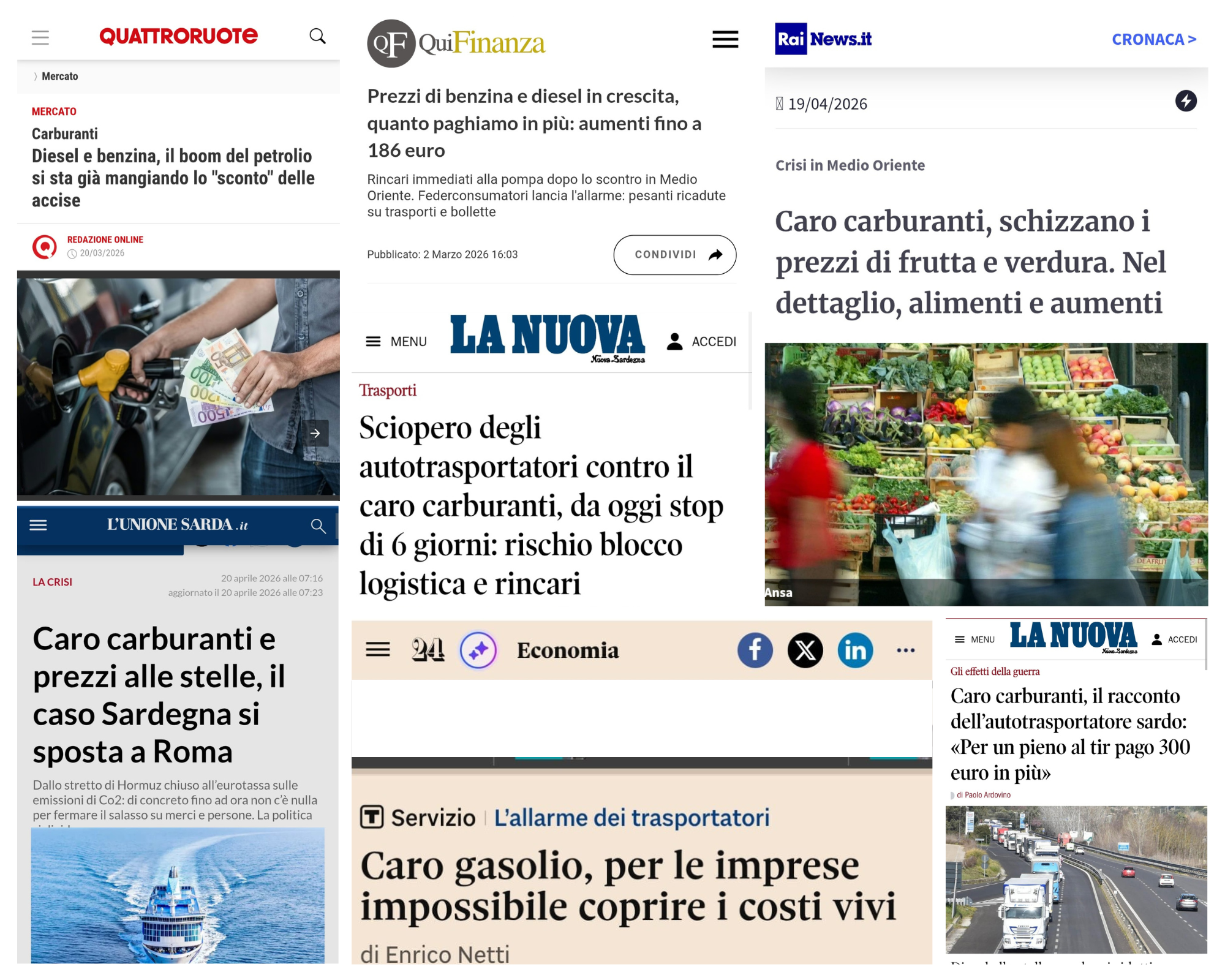 La crisi carburanti nei titoli di stampa della settimana