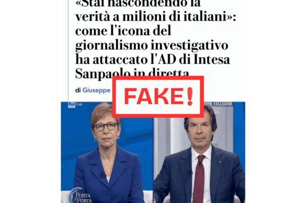 Articolo con immagine deepfake di Milena Gabanelli a Porta a Porta